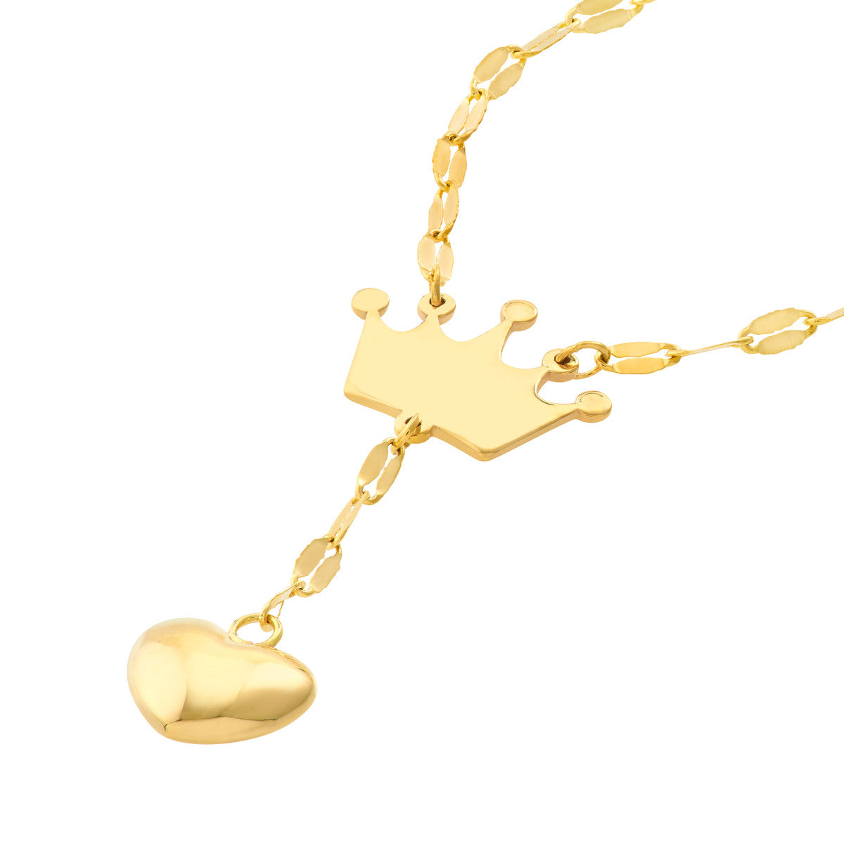 Puffed Crown & Heart Drop Baby Necklace