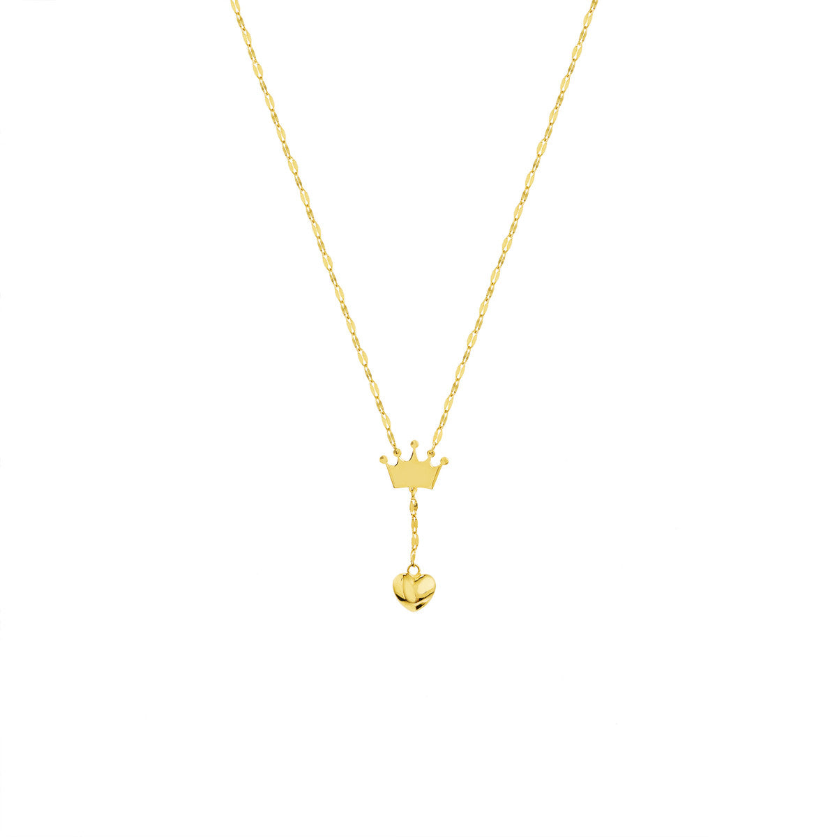 Puffed Crown & Heart Drop Baby Necklace