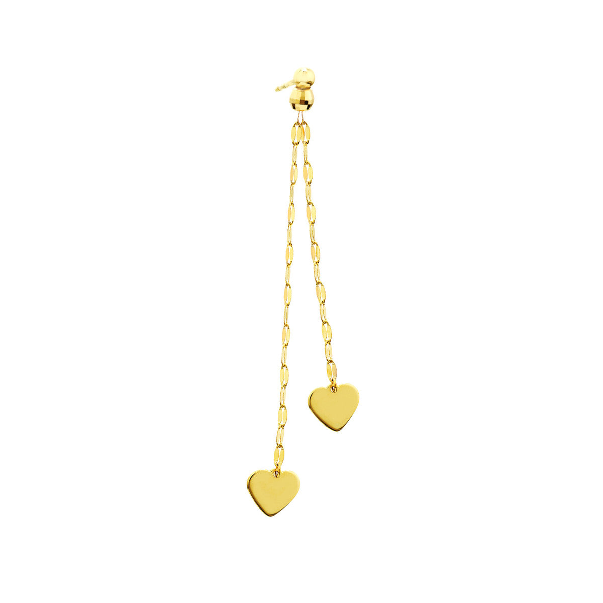 Polished Double Strand Dangle Heart Earrings