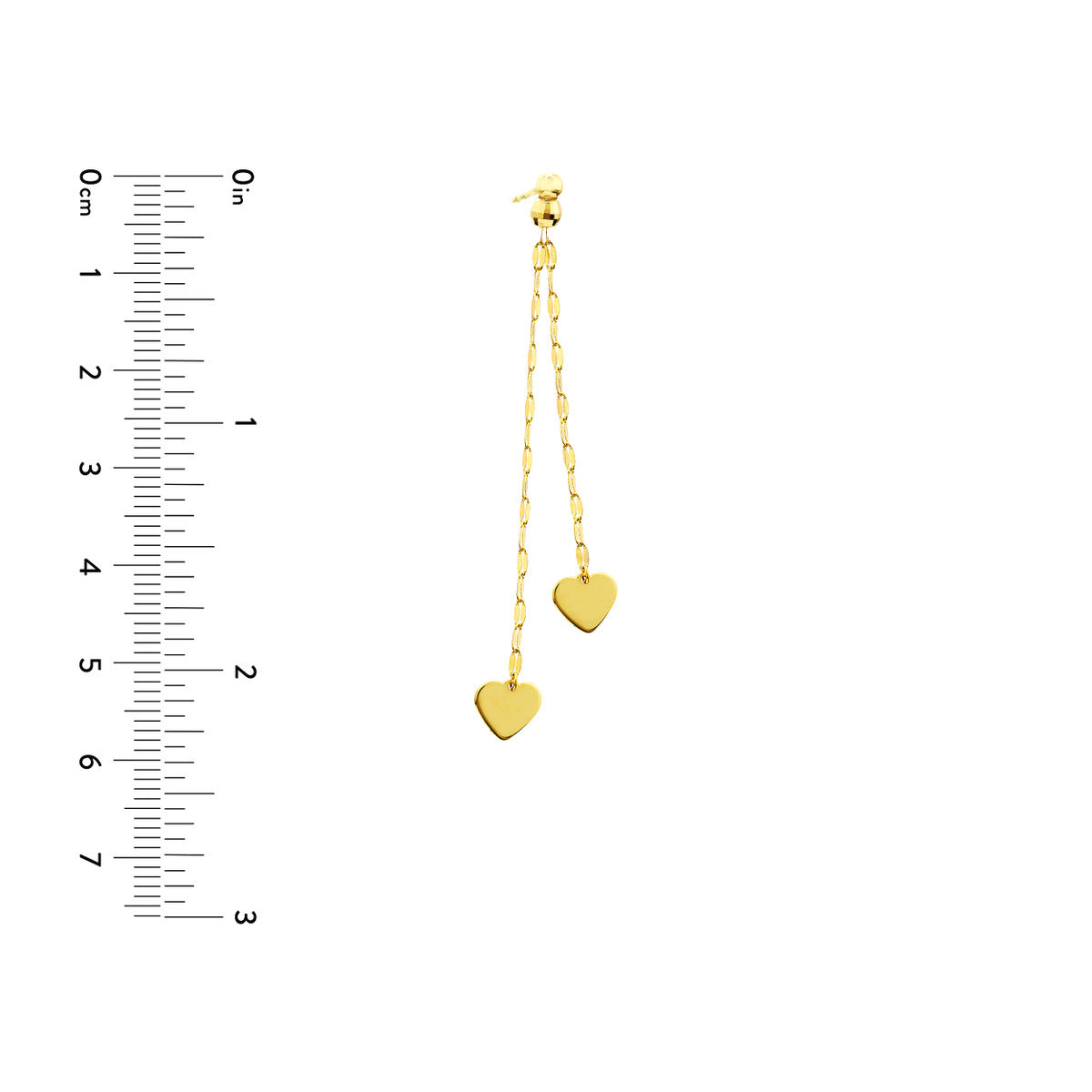 Polished Double Strand Dangle Heart Earrings