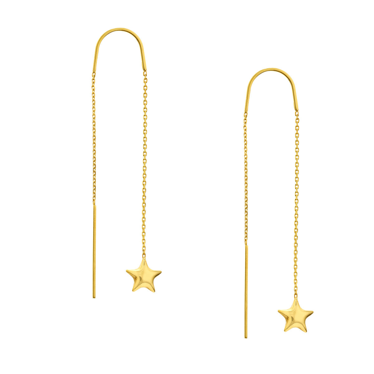 Puffed Star Threader Earrings