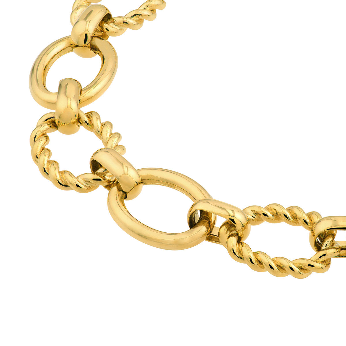 Polished And Textured Oval Link Bracelet