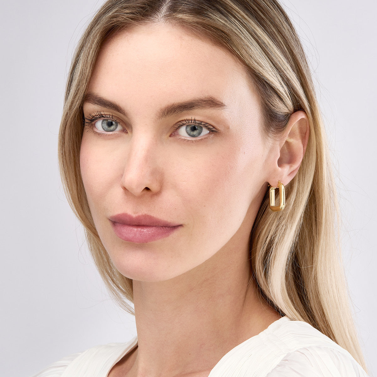 Puffy Square Shape Hoop Earrings
