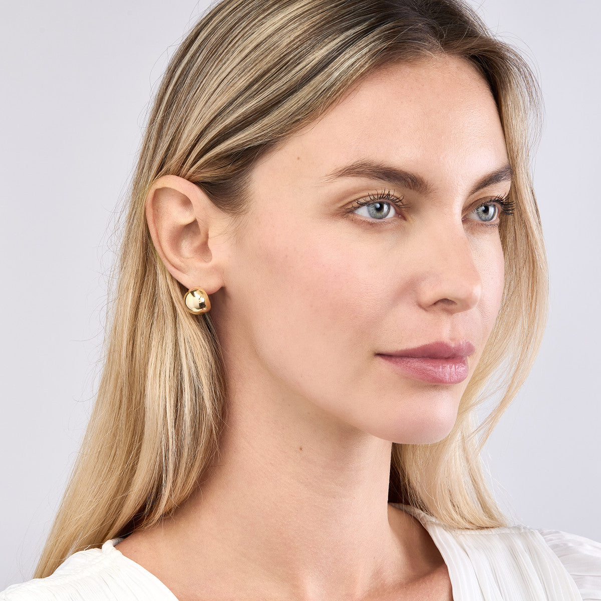 Round Polished Button Omega Earrings