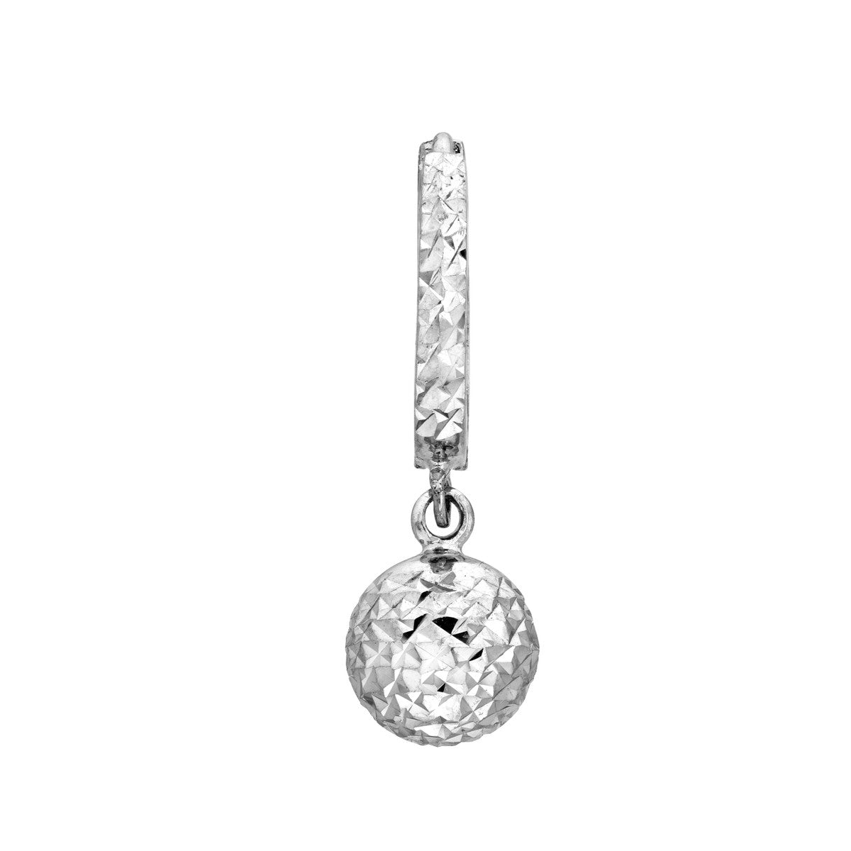 Sterling Silver D/C Hoop Small Earrings with Ball Drop