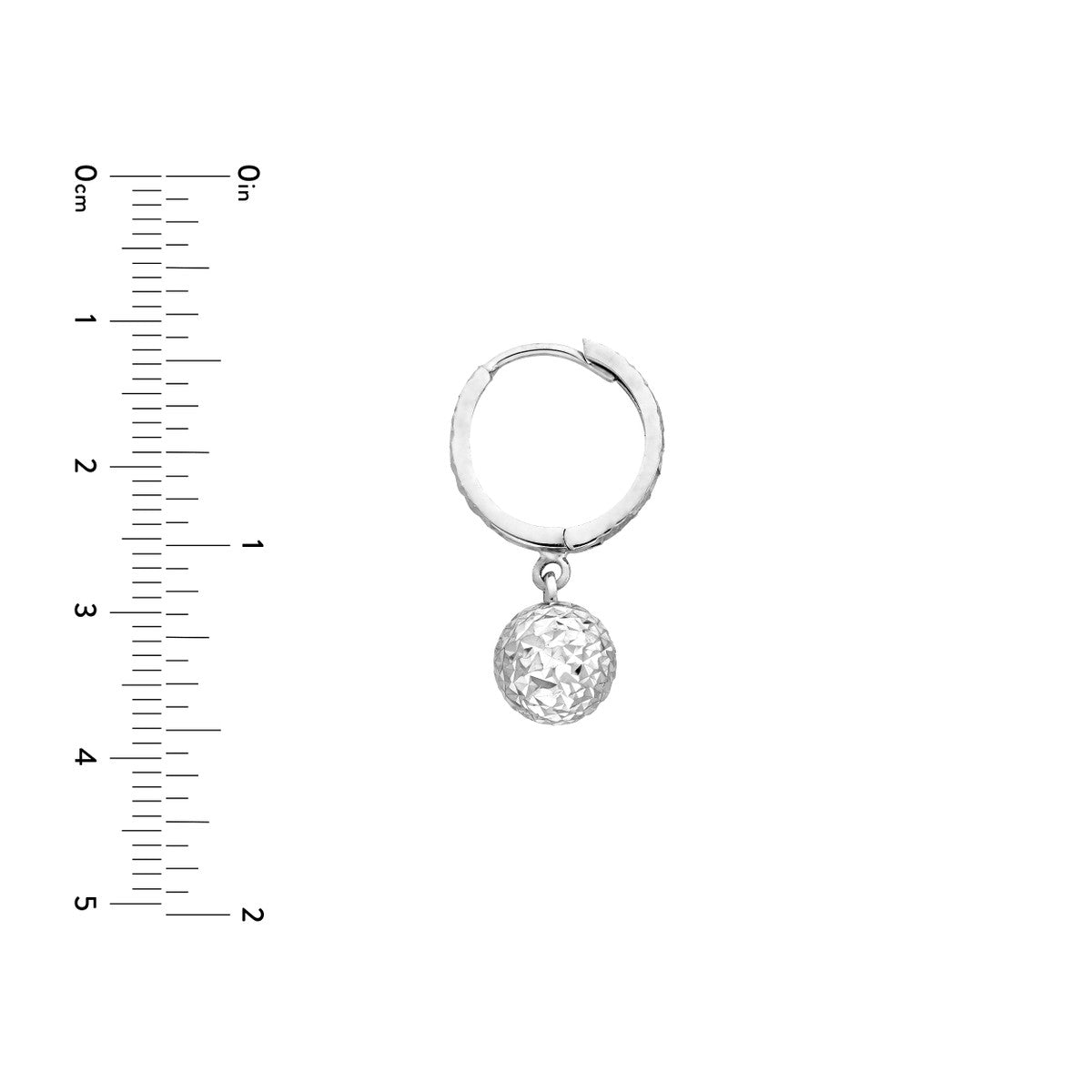 Sterling Silver D/C Hoop Small Earrings with Ball Drop
