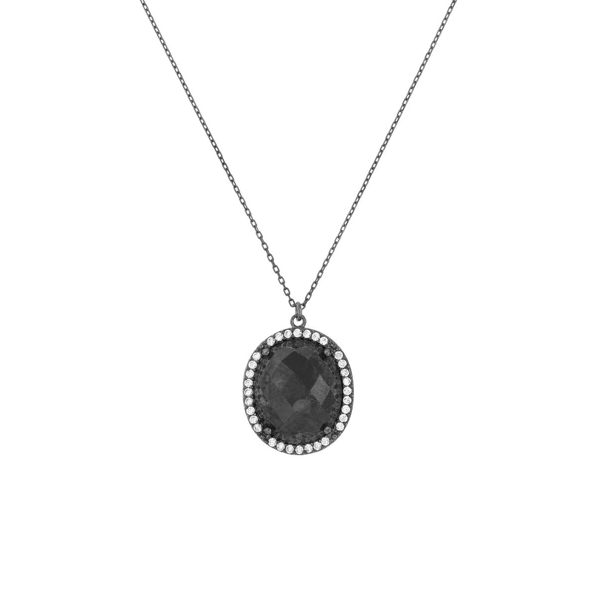 Fengari Oval Labradorite & CZ Pendant Necklace