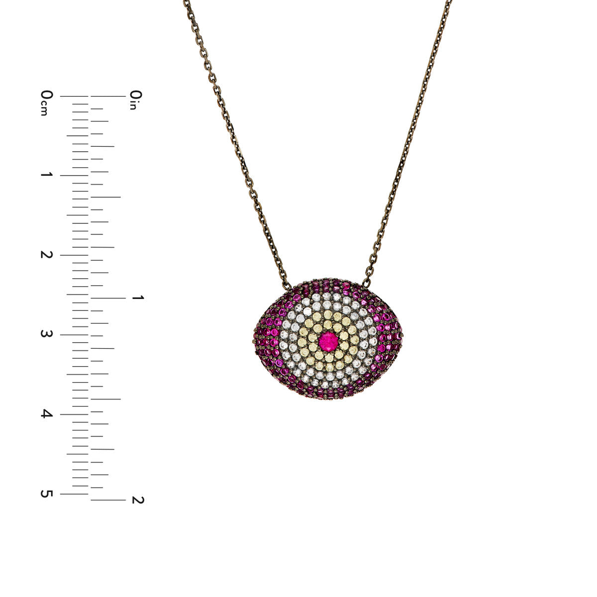 Sterling Silver Pink and CZ Evil Eye Necklace