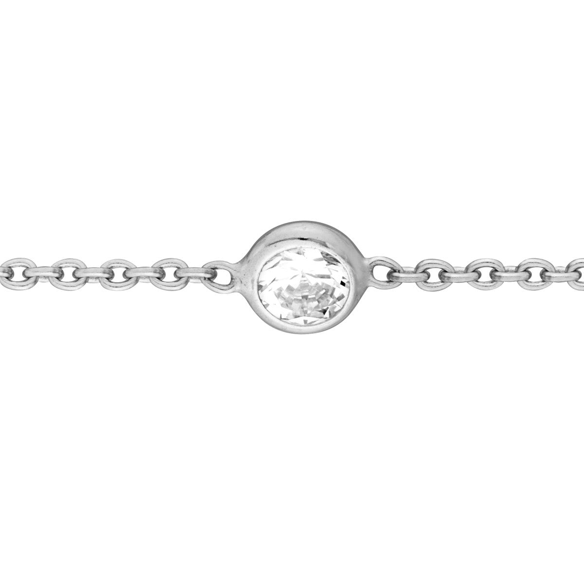Sterling Silver CZ and Bead Station Adjustable Choker