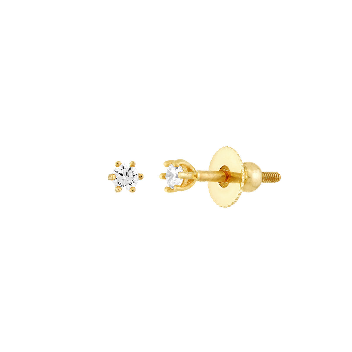 Child's Six-Prong CZ Stud Earrings with Screw Back