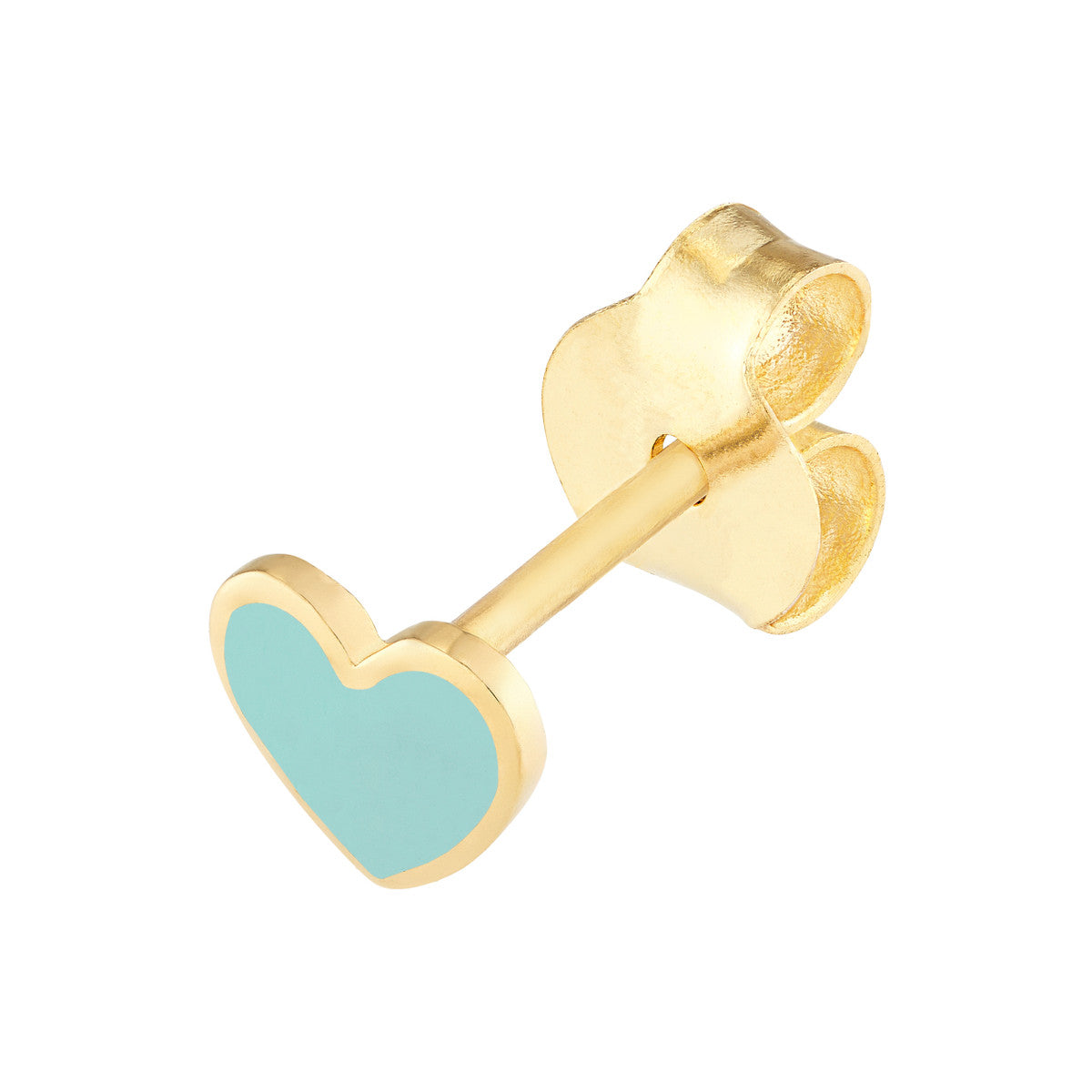 Lt.Turquoise Enamel Heart Stud Earrings