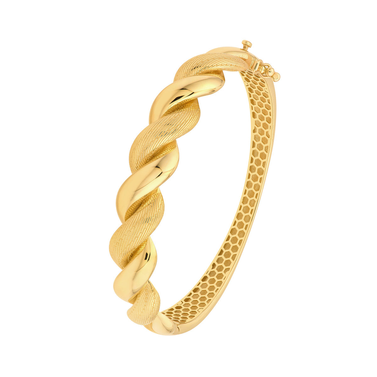 Textured and Polished Twist Bangle Bracelet