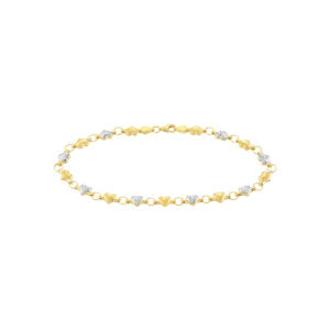 Two-Tone Stampato D/C and Satin Hearts Anklet Heramythras Chain Midas
