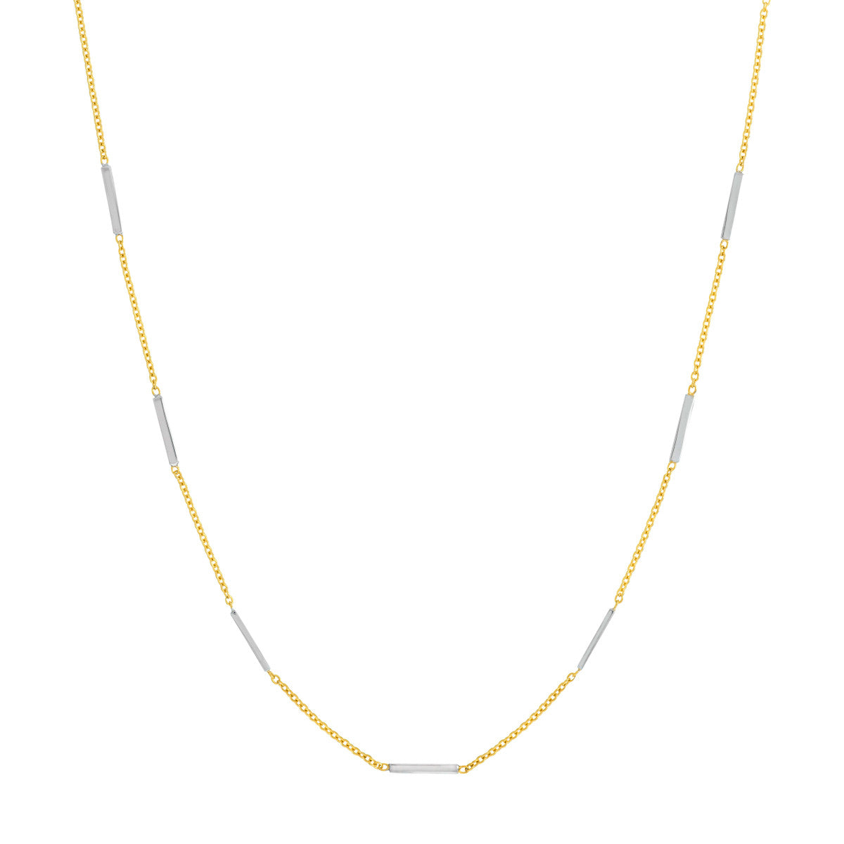 Two-Tone Staple Bar Stations Adjustable Necklace