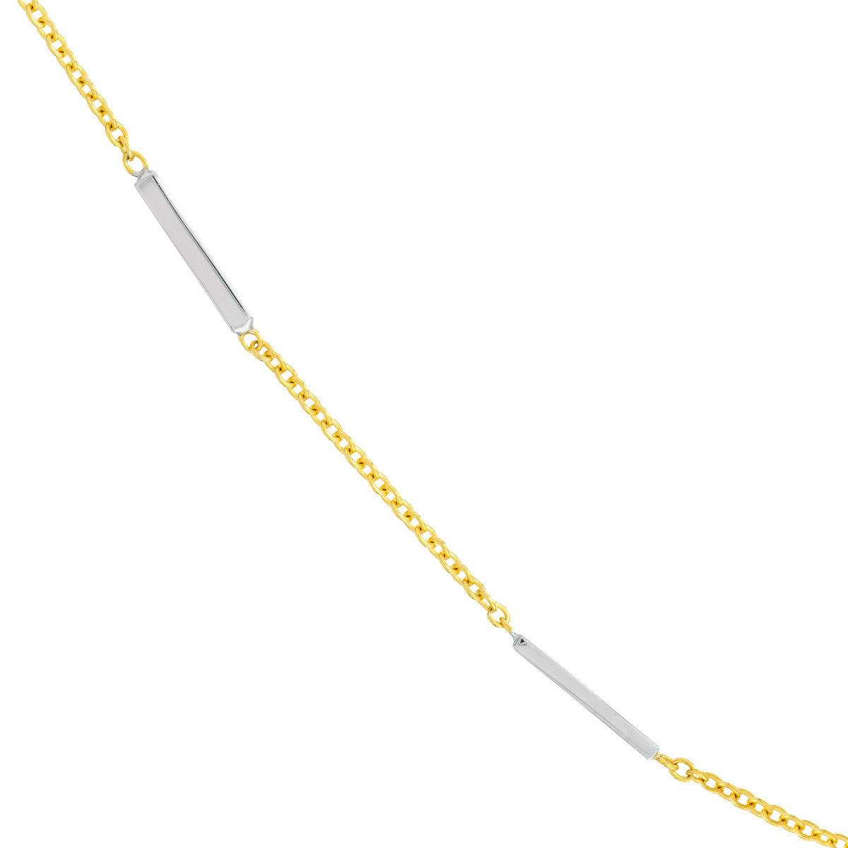 Two-Tone Staple Bar Stations Adjustable Necklace