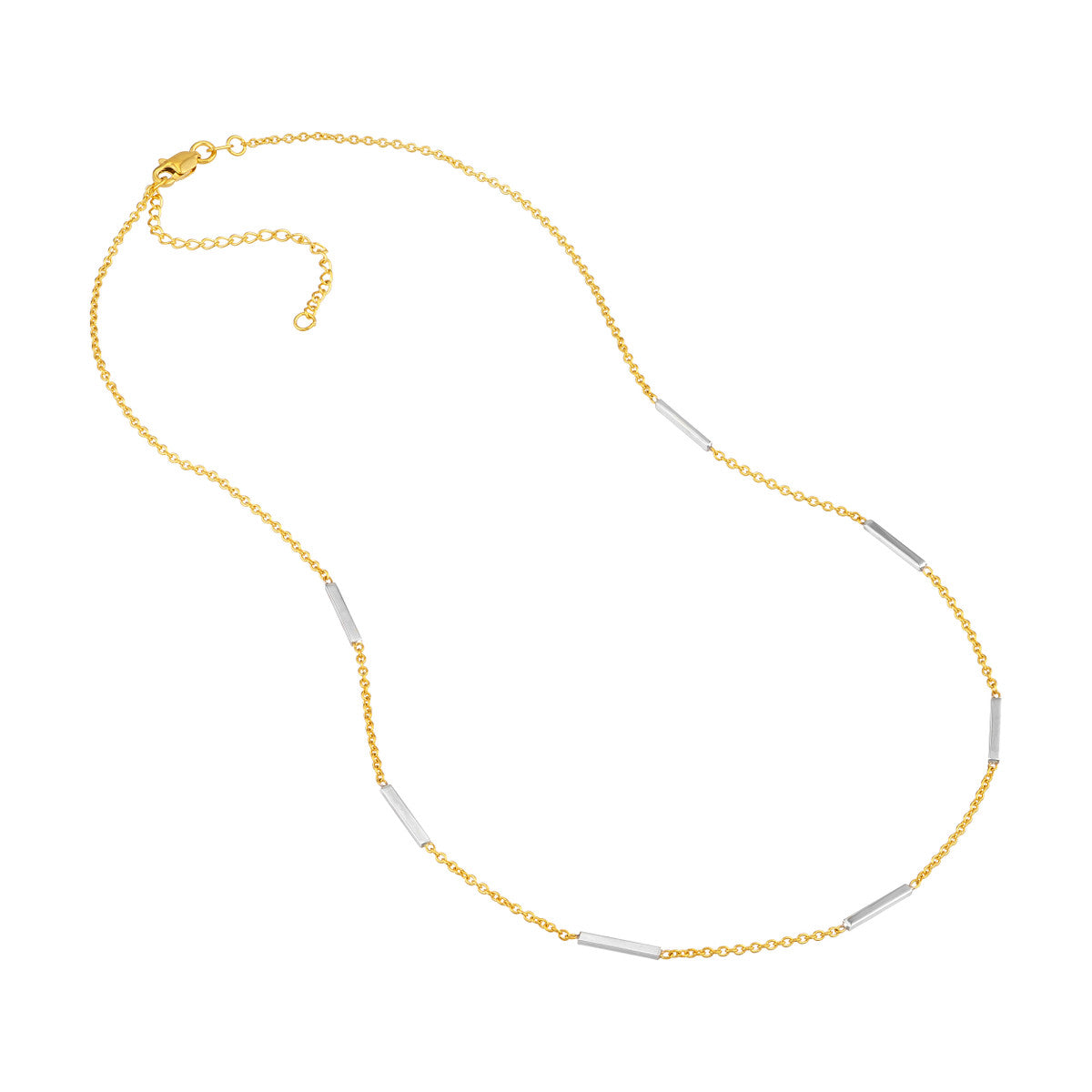 Two-Tone Staple Bar Stations Adjustable Necklace
