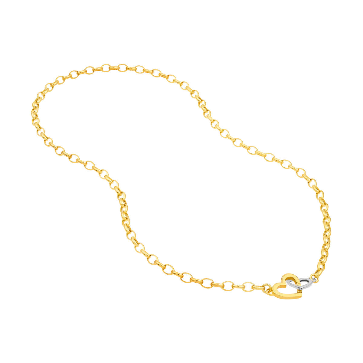 Two Tone Push Lock Heart Pendant Necklace