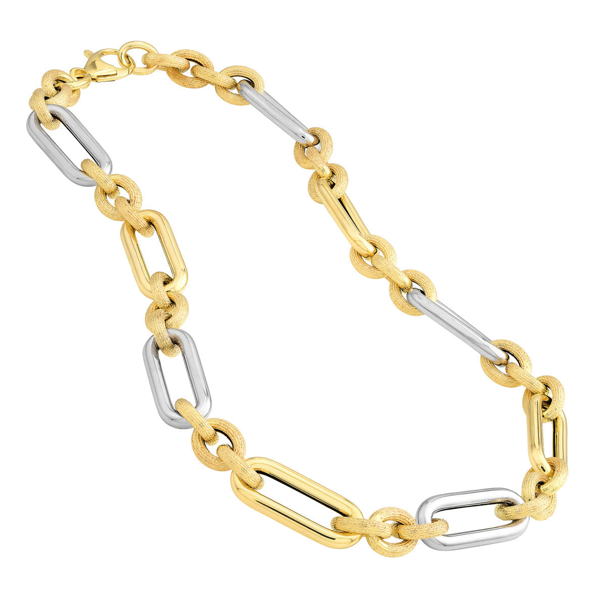 Two Tone (3+1) Paperclip Brushed Polished