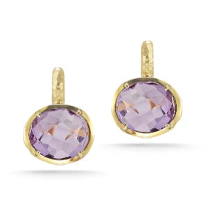 14K Gold 10.7CT Amethyst Color Stone Earrings - Yellow