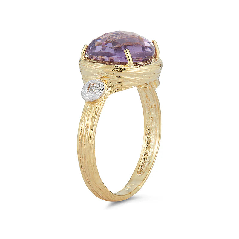 14K-Y AMETHYST COCKTAIL RING, 0.03CT