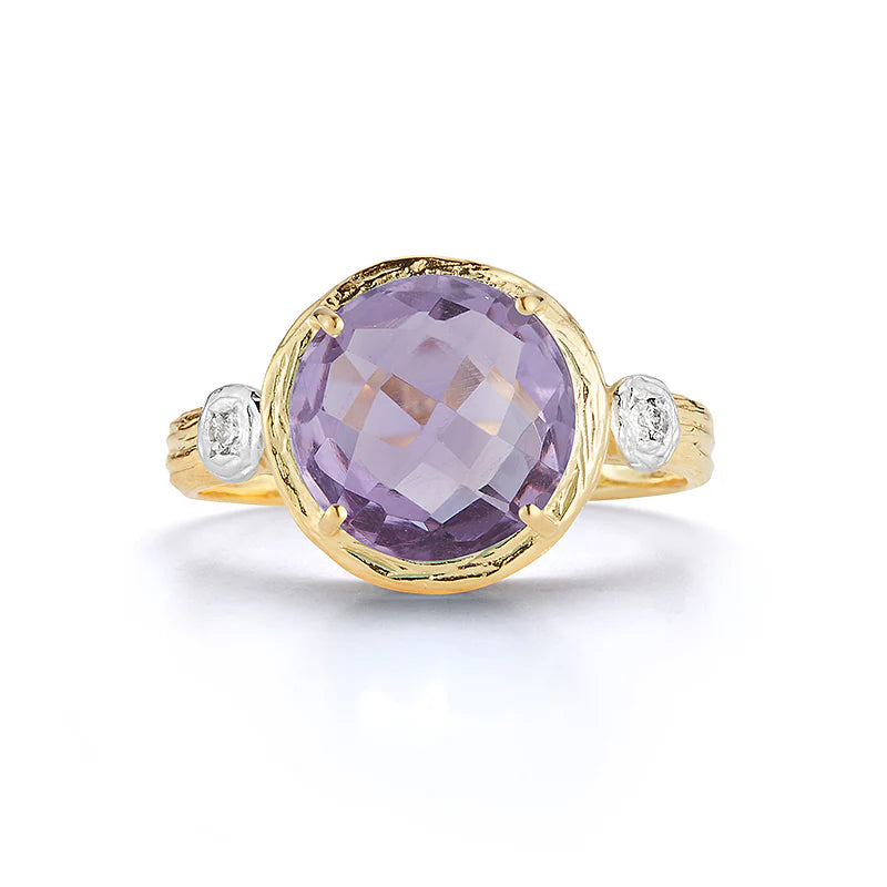 14K-Y AMETHYST COCKTAIL RING, 0.03CT