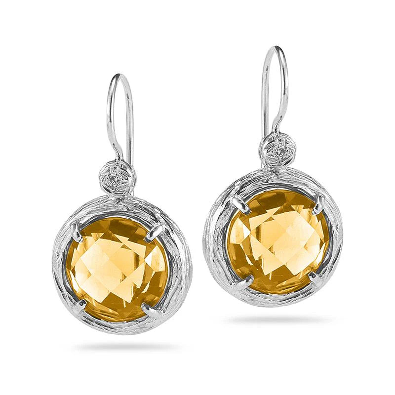 14K-Y CITRINE GALLERY EARR. 0.03CT