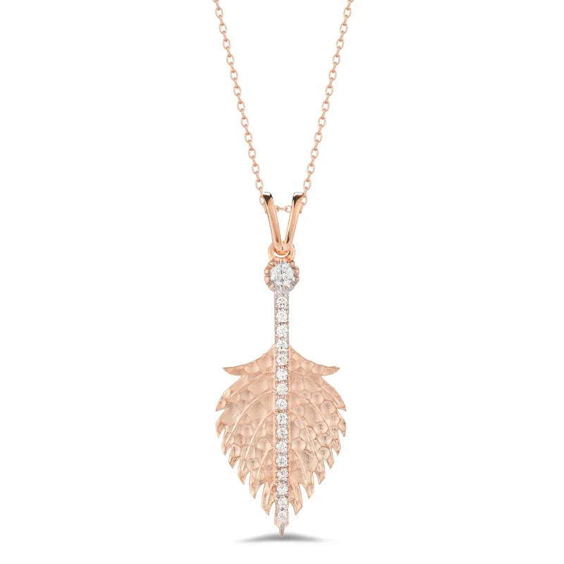 14K-Y FEATHER PENDANT 0.15 CARAT