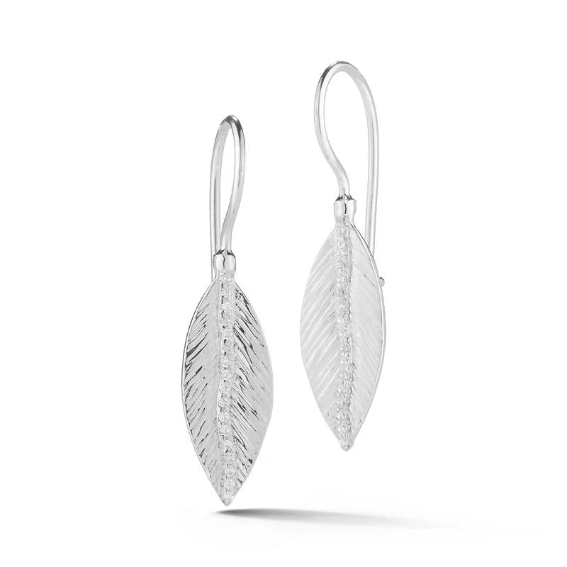 14K-Y FEATHER EARR., 0.20CT