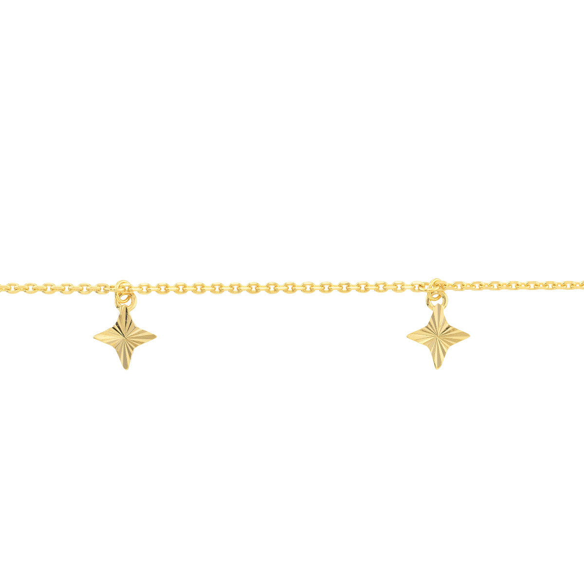 Fluted Star Dangle Adjustable Anklet