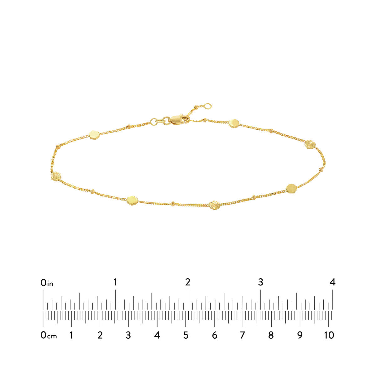 Fluted/Polished Hexagon Adjustable Anklet