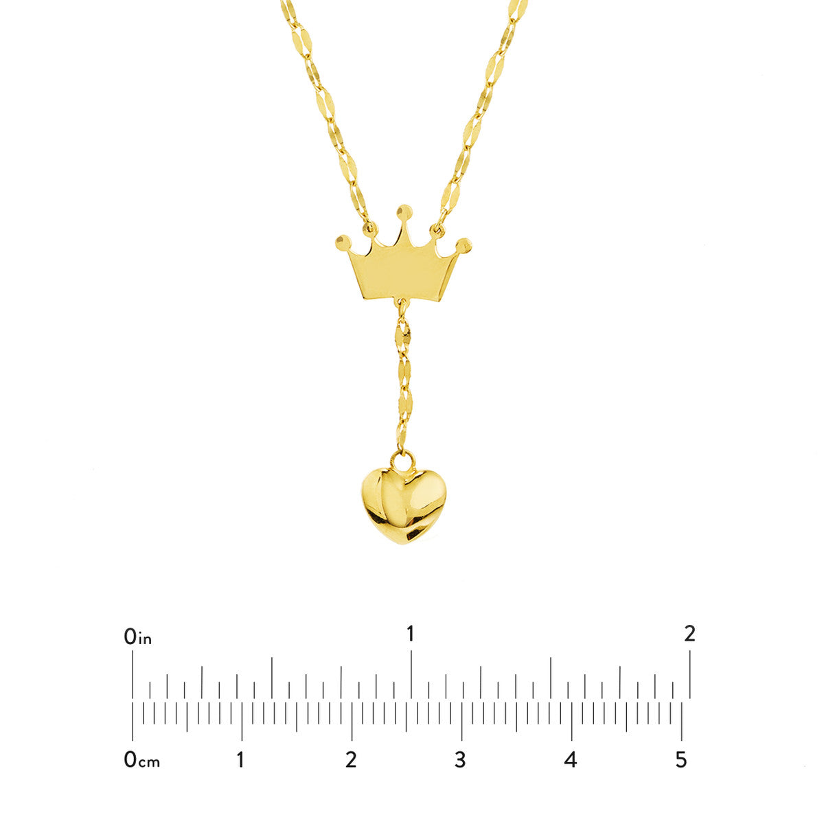 Puffed Crown & Heart Drop Baby Necklace