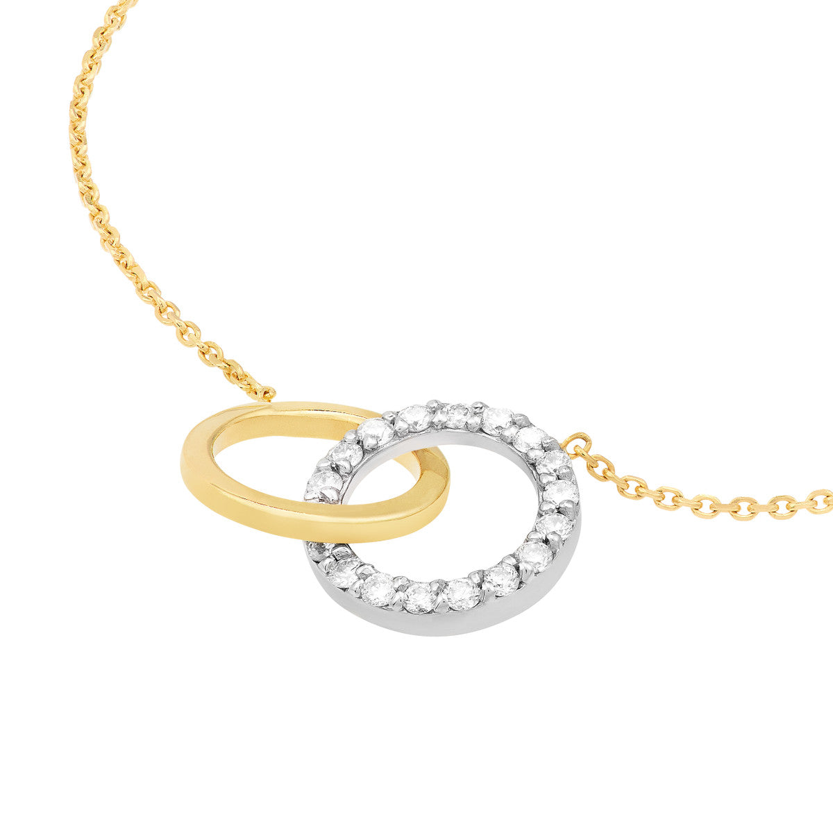 Intertwined Two-Toned Diamond Circles Necklace