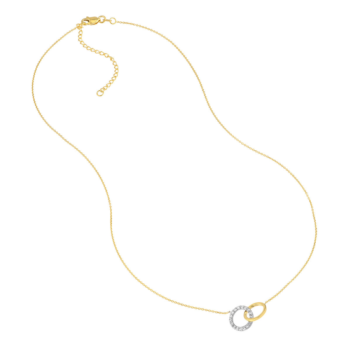 Intertwined Two-Toned Diamond Circles Necklace