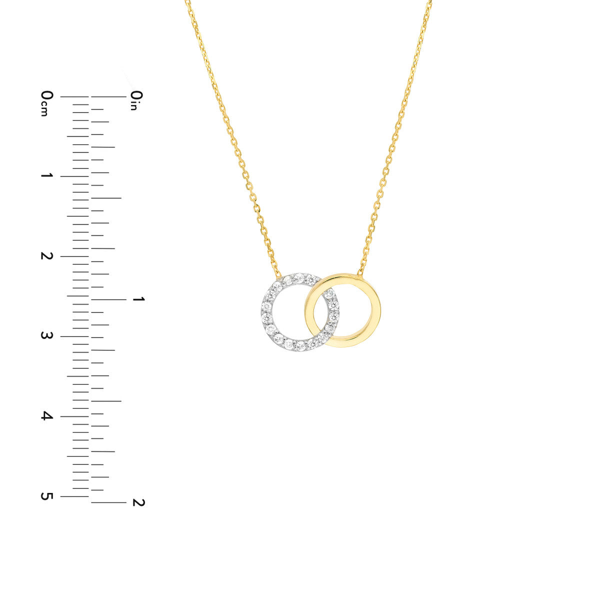 Intertwined Two-Toned Diamond Circles Necklace