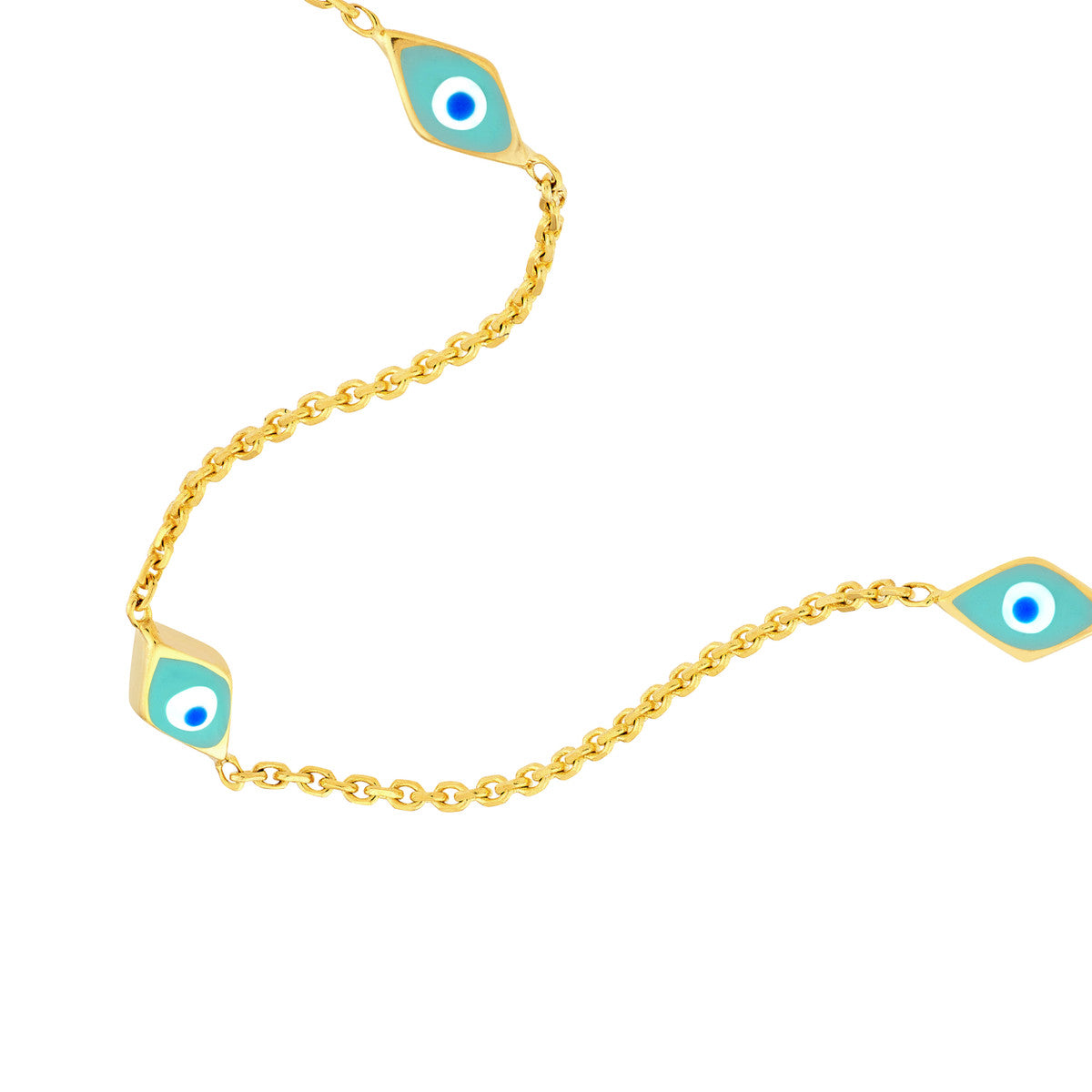 Turquoise Enamel Evil Eye Station Necklace