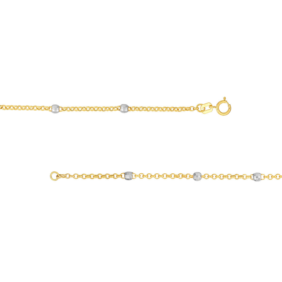 Two-Tone Disco Bead Rolo Chain Necklace