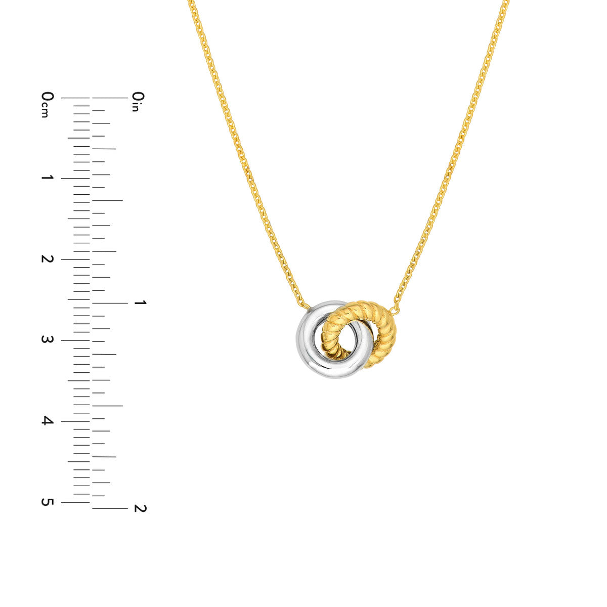 Two Tone Interlocking Circle Necklace