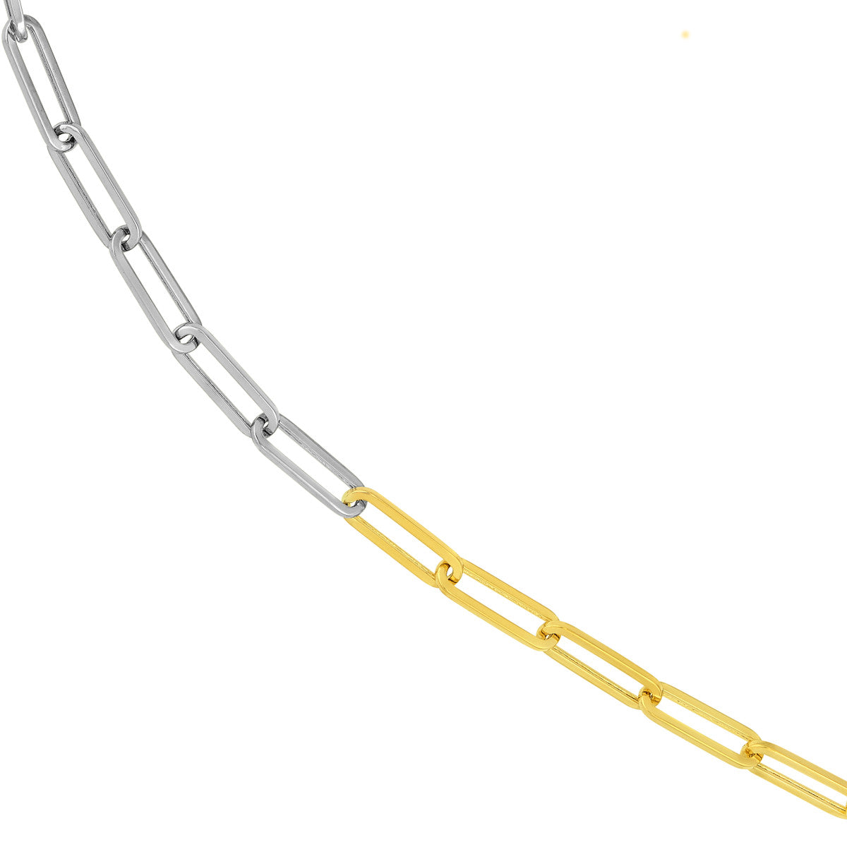 Two Tone Hollow 50/50 Paperclip Necklace