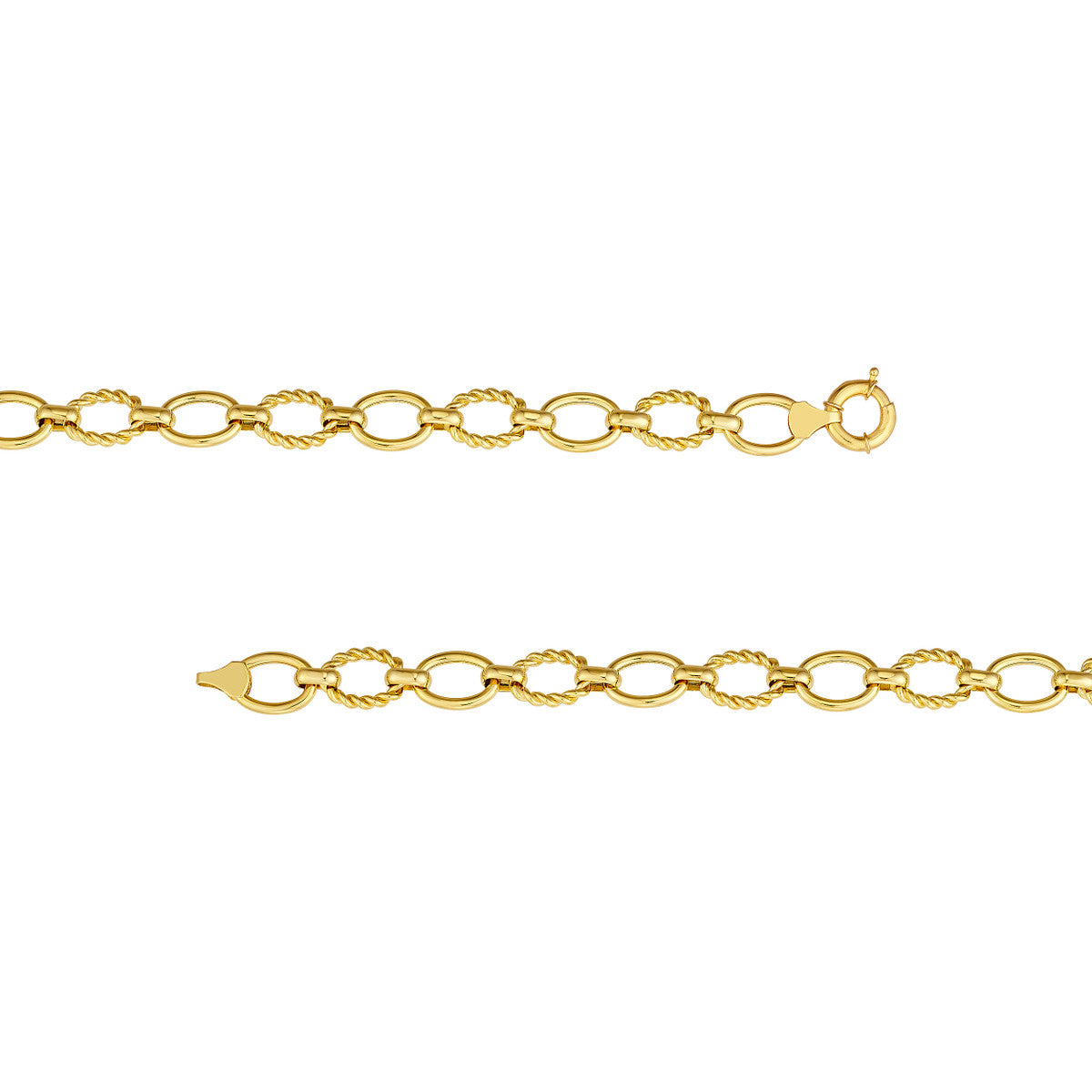 Polished And Textured Oval Link Bracelet