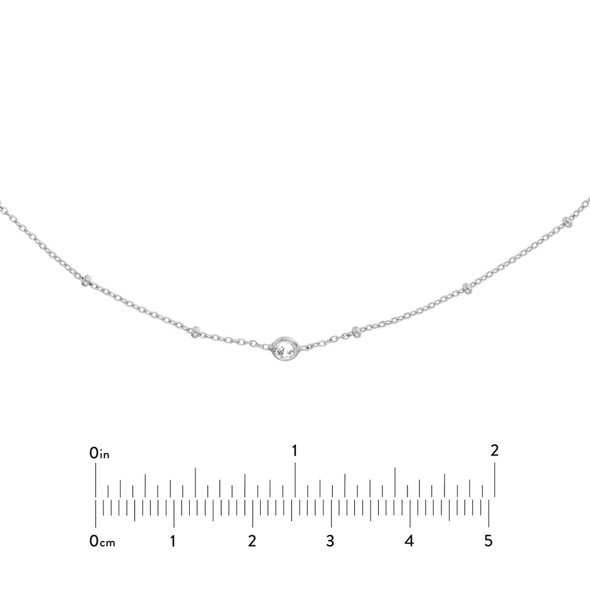 Sterling Silver CZ and Bead Station Adjustable Choker