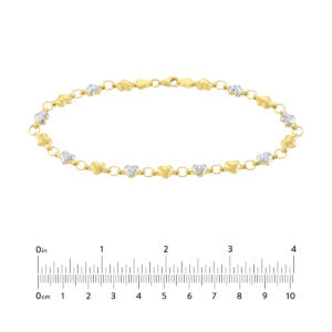 Two-Tone Stampato D/C and Satin Hearts Anklet Heramythras Chain Midas