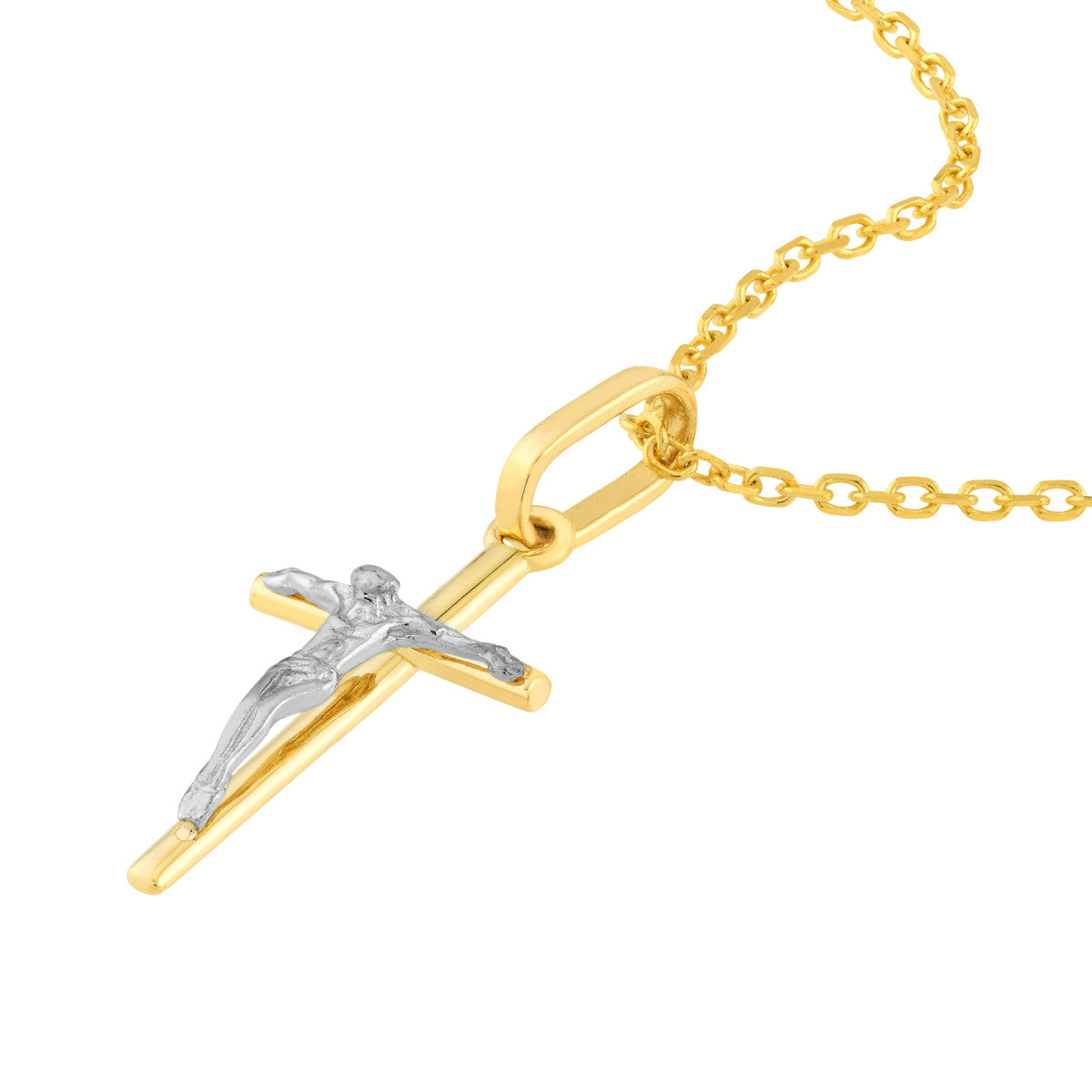 Two Tone Cross with Crucifix Pendant