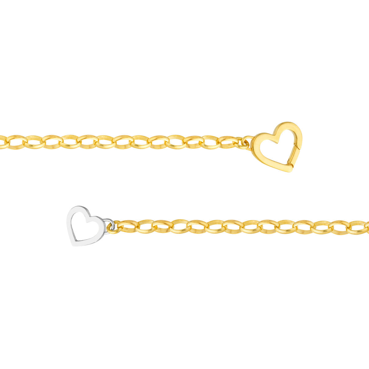 Two Tone Push Lock Heart Pendant Necklace